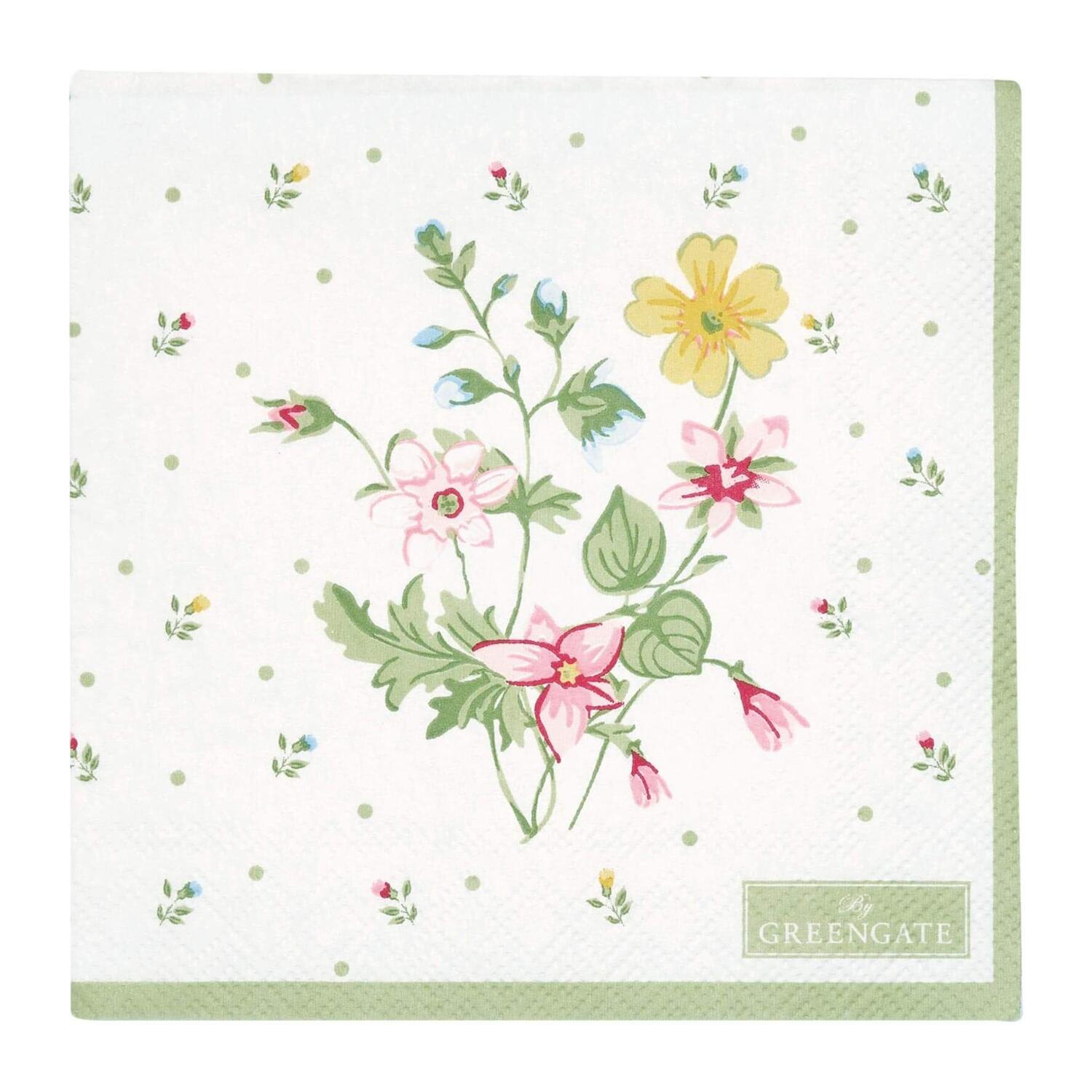 Papierservietten "Fiola" - 25x25 cm (White) GreenGate