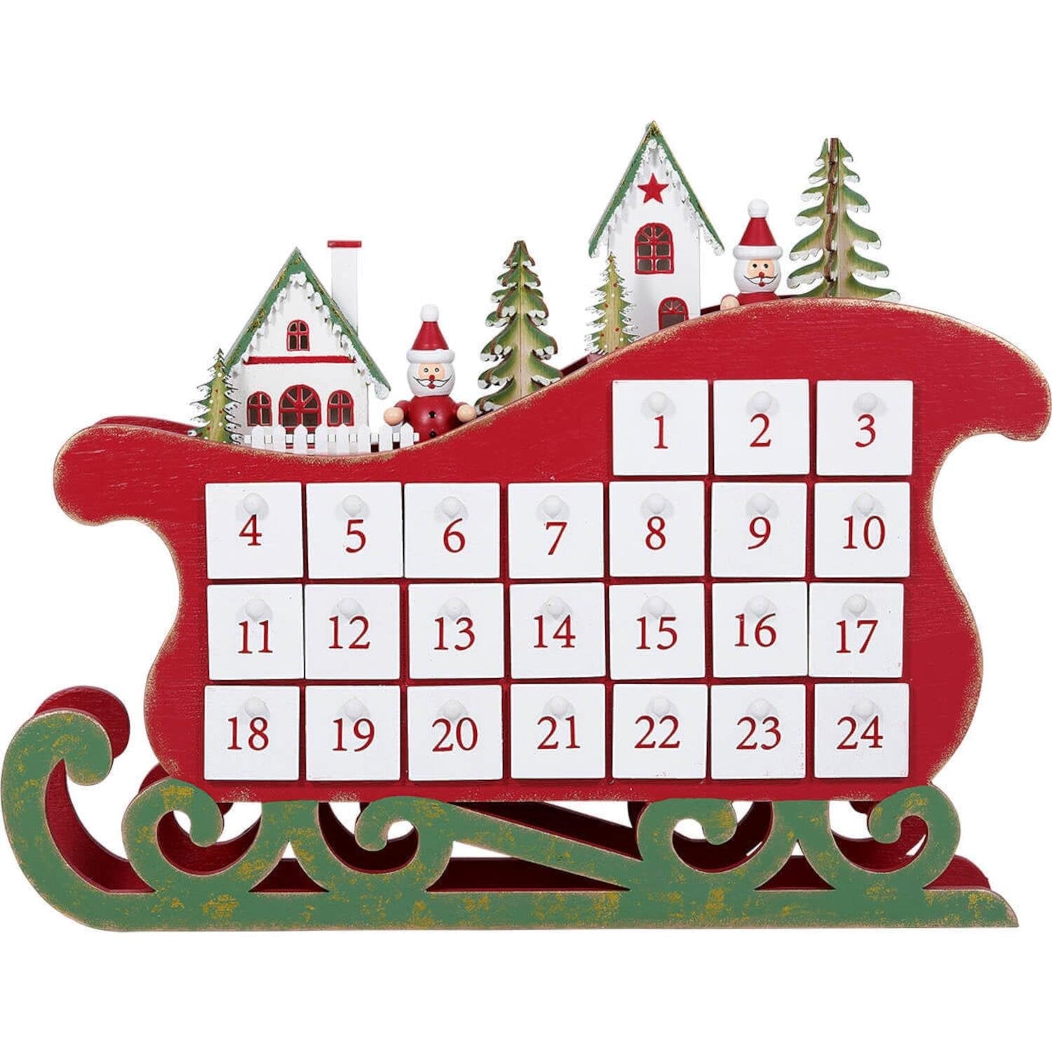 Adventskalender Schlitten "Leonora" (Rot) GreenGate