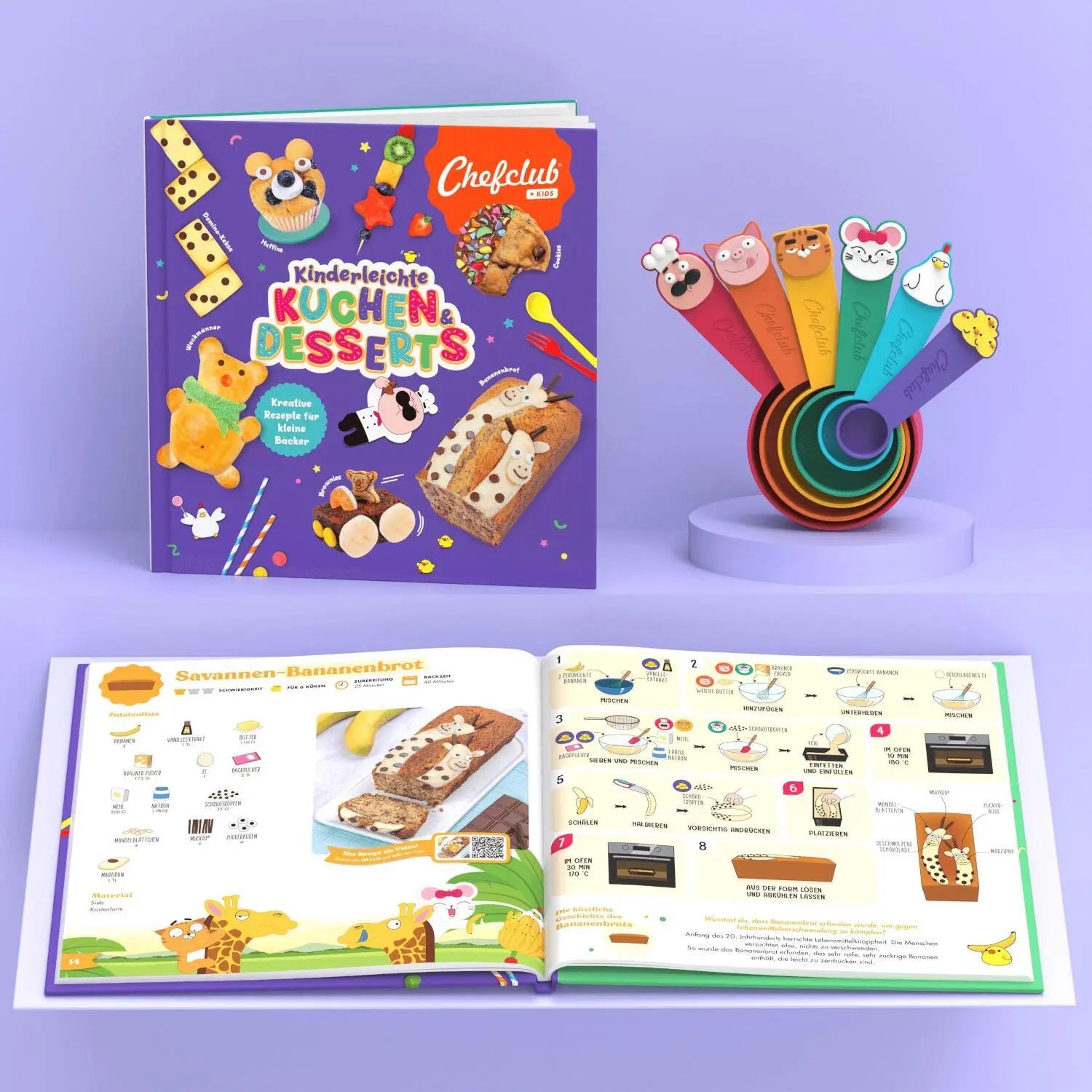 Rezeptbuch & Messbecher im Set "Kinderleichte KUCHEN & DESSERTS"
