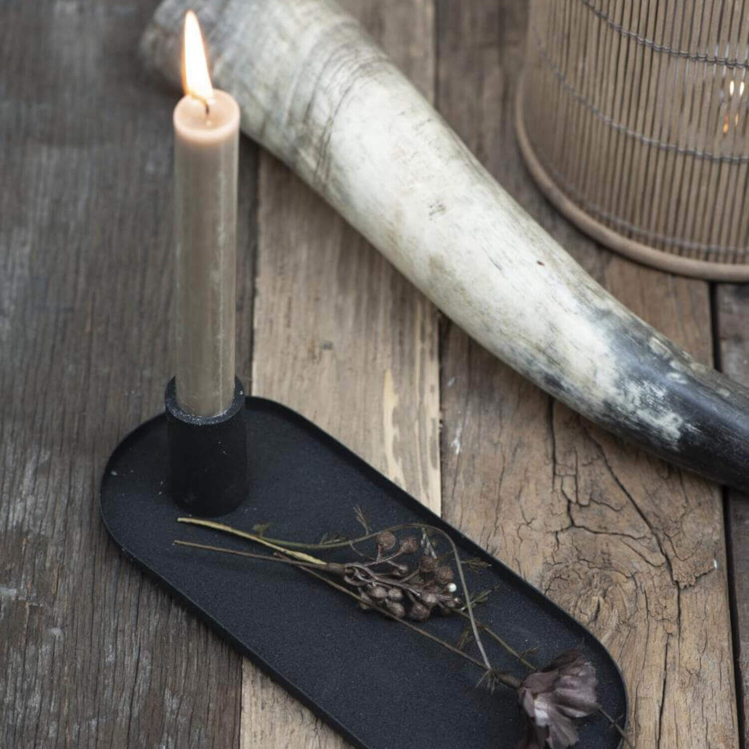 Rustikale Kerze - ø2,2 cm (Leinengrau) Ib Laursen