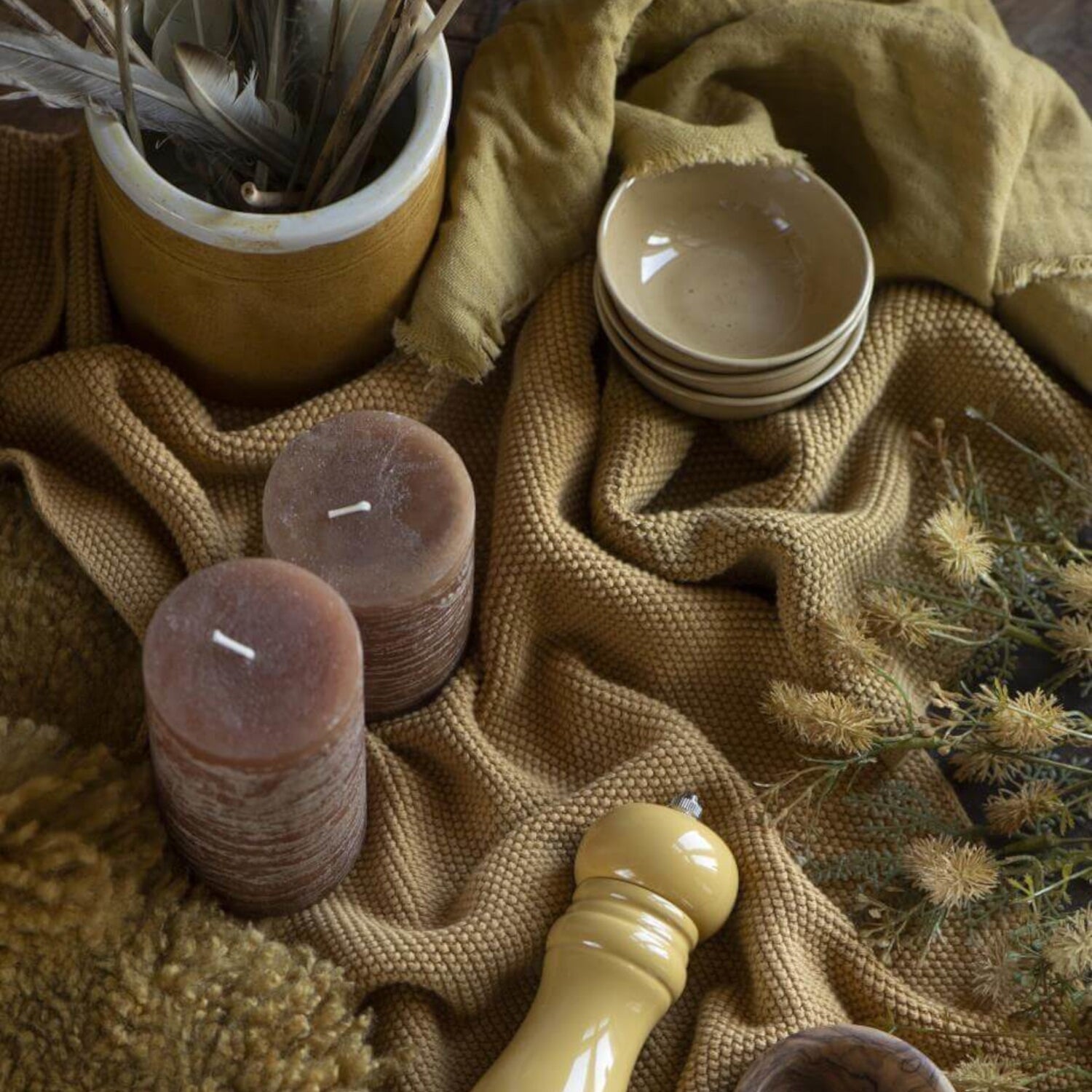 Stoffserviette - doppelt gewebt 40x40 cm (Sahara/Gelb) Ib Laursen