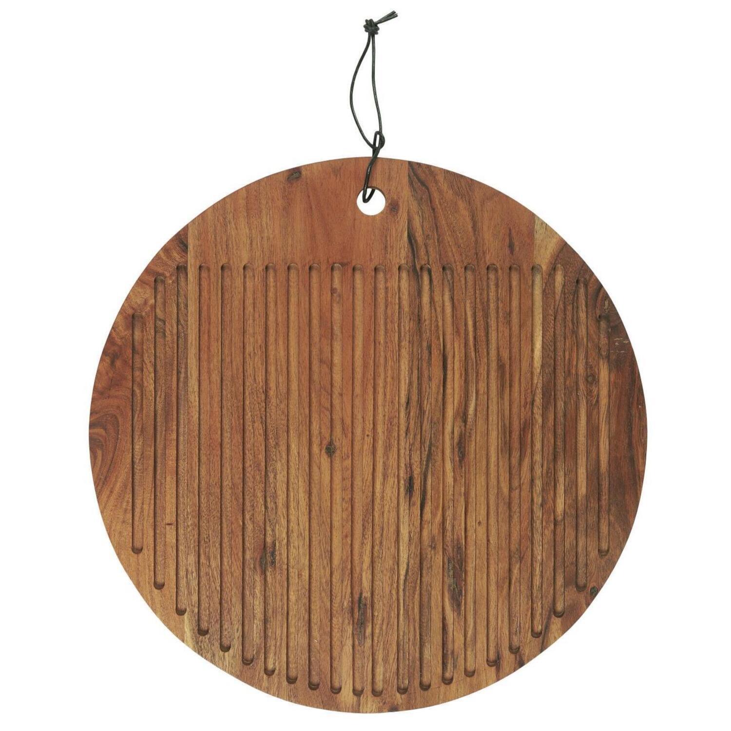 Schneidebrett aus Akazienholz mit Rillen & Lederschnur - 40,5x1,5 cm (Natur) Ib Laursen