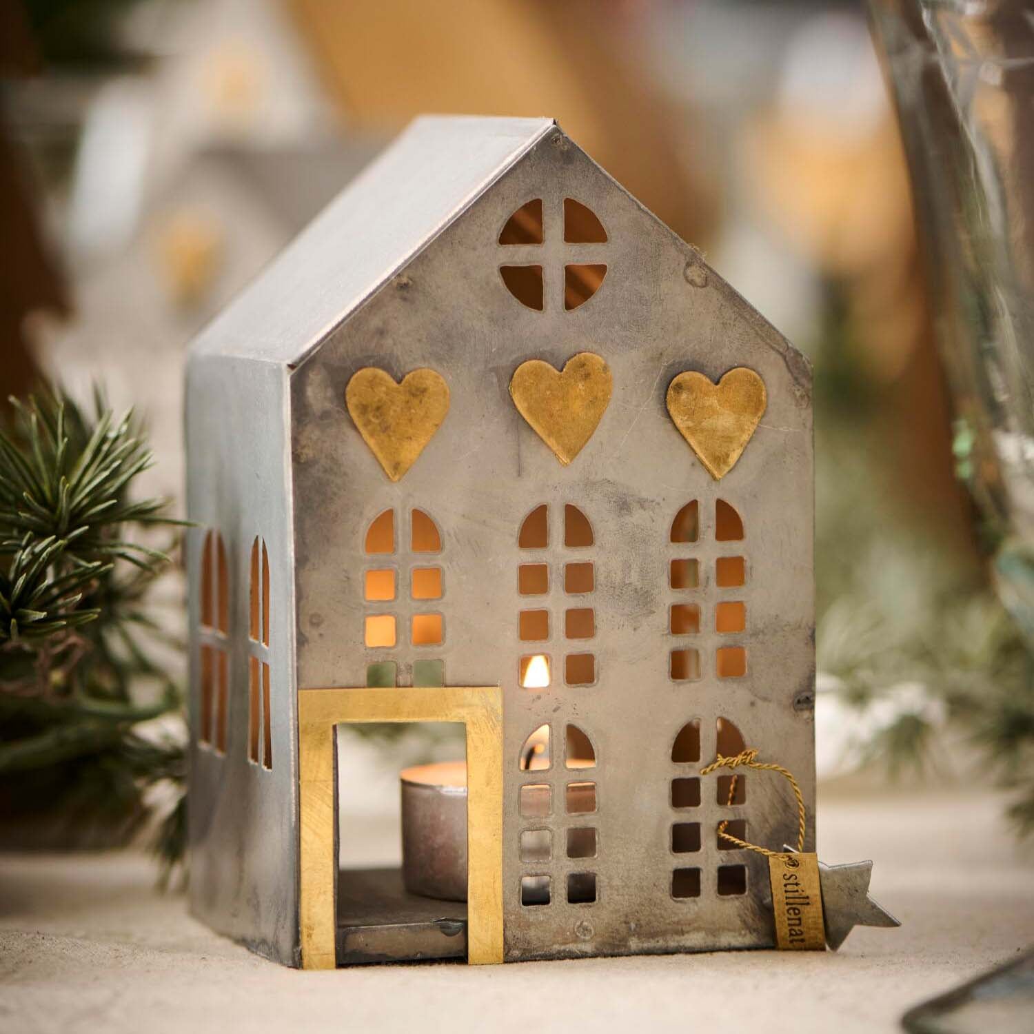 Teelichthalter "Haus mit 5 Fenster" (Silber) Ib Laursen