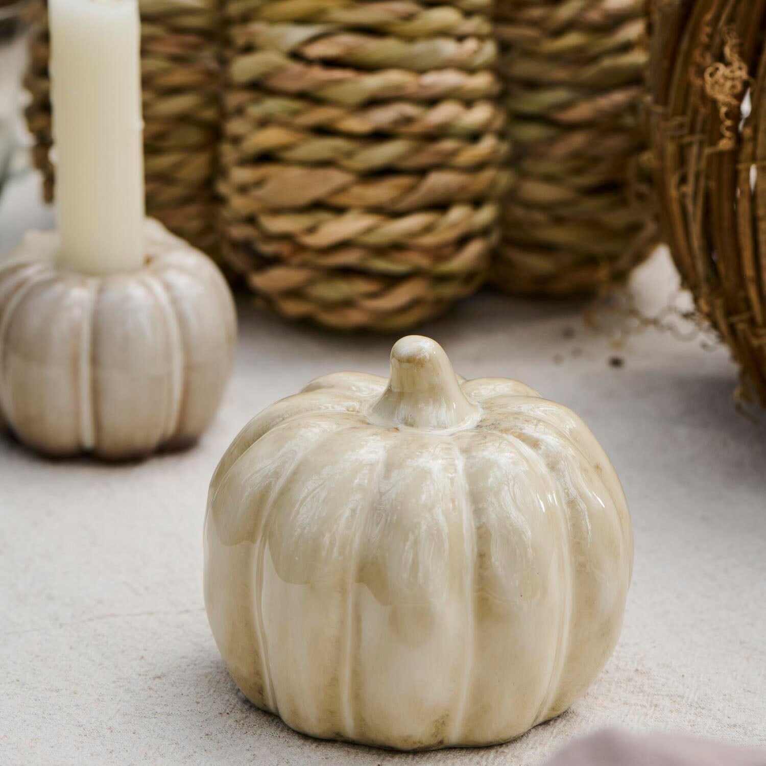 Kürbis-Laterne - 10x9 cm (Creme) Ib Laursen