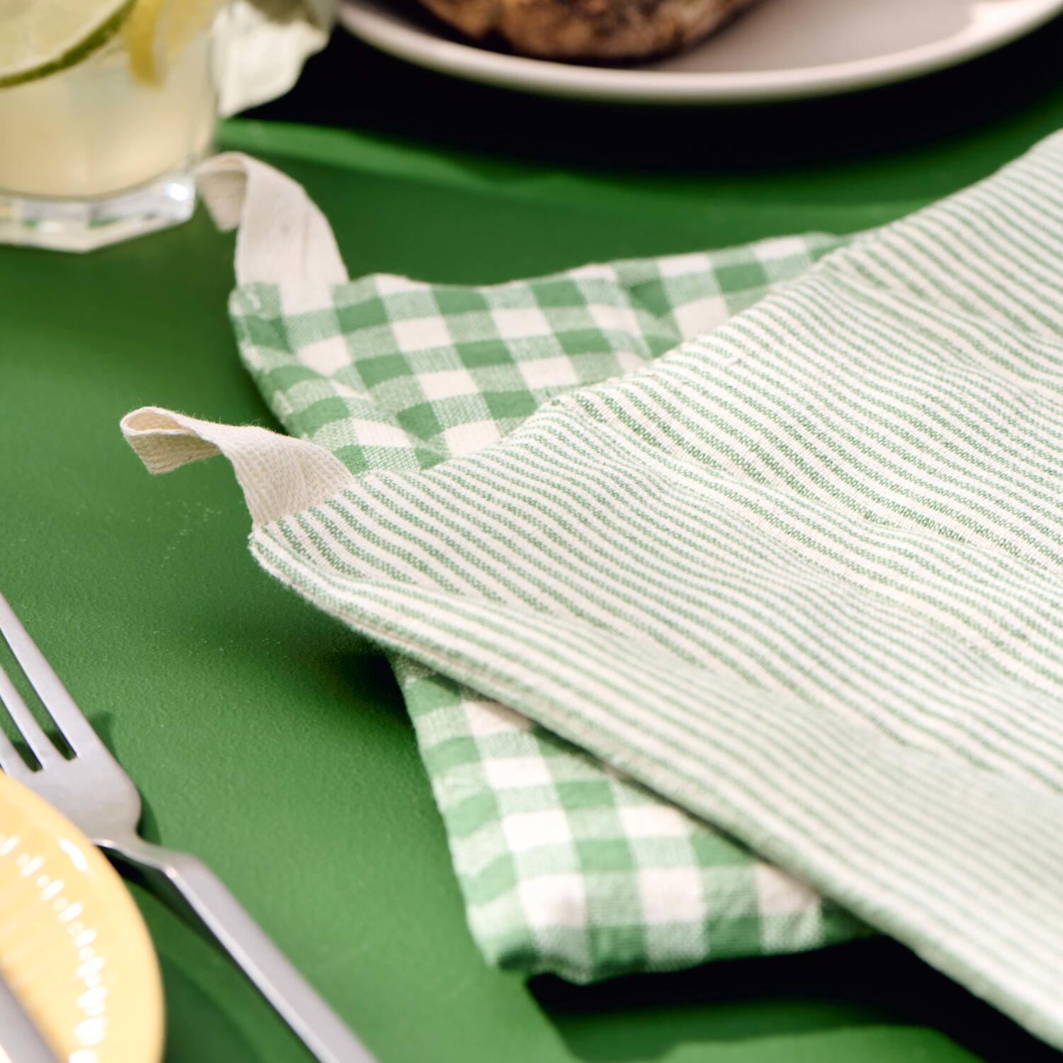 Topflappen mit Streifen "Emil" - 20x21 cm (Grün/Weiß) Ib Laursen