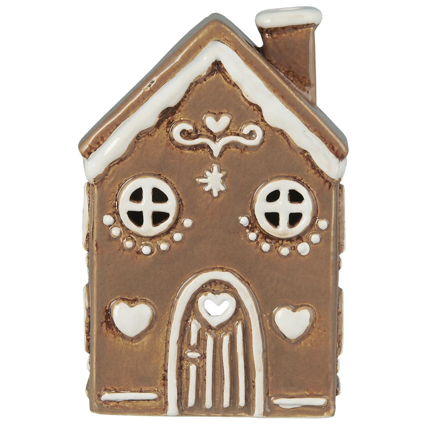 Haus für Teelicht "Stillenat - Gingerbread Rundbogentür" - 10x8,2x15,5 cm (Braun) Ib Laursen