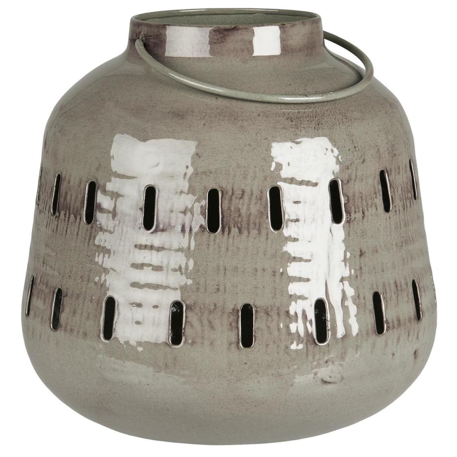 Laterne "Hurricane Berkane" - 20x18 cm (Grau) Ib Laursen