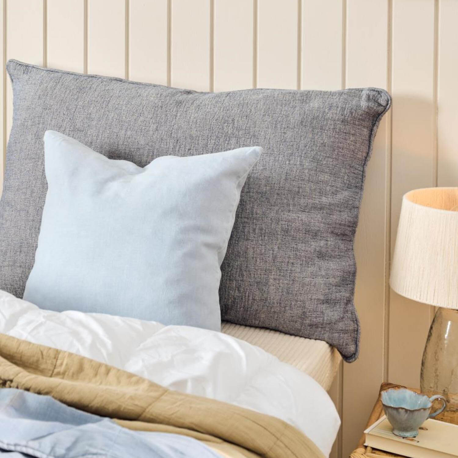 Kissenbezug für Kopfteilkissen - 90x60 cm (Historical Blue Melange) Ib Laursen