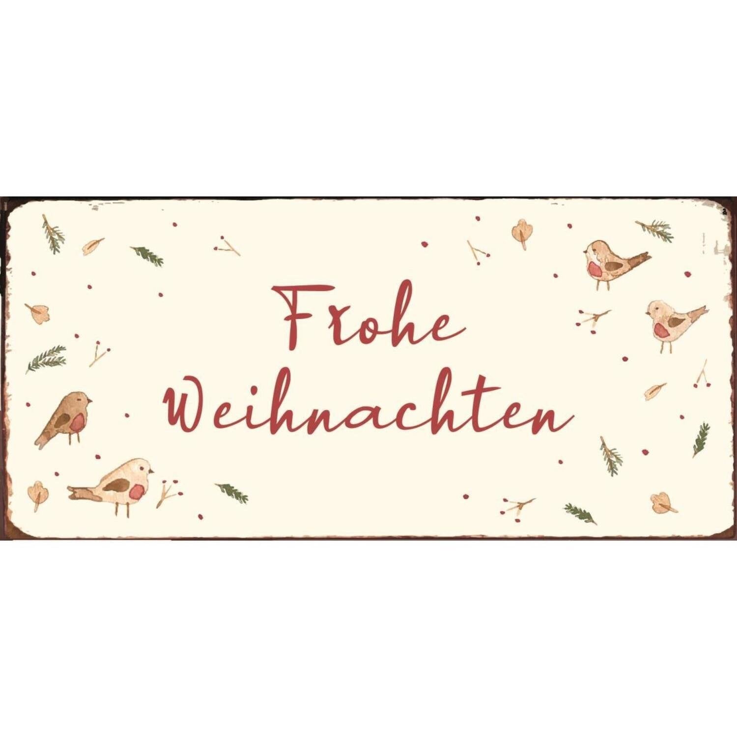 Metallschild "Frohe Weihnachten" - 15x7 cm (Beige/Bunt) Ib Laursen