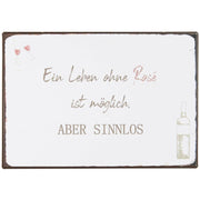 Metallschild "Ein Leben ohne Rosé ist möglich, aber sinnlos" - 14x20 cm (Weiß) Ib Laursen