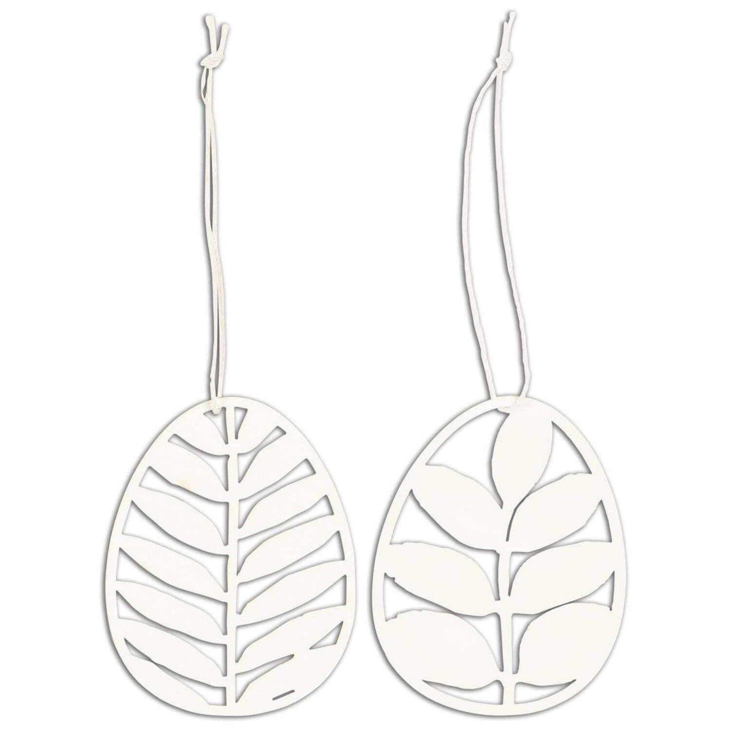 Scherenschnitt im 2er-Set "Ei mit Blattmuster" (Weiß) Ib Laursen