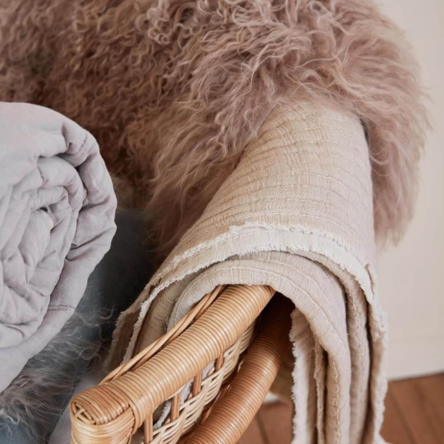 Gerippte Tagesdecke - 220x150 cm (Natur, Creme) Ib Laursen