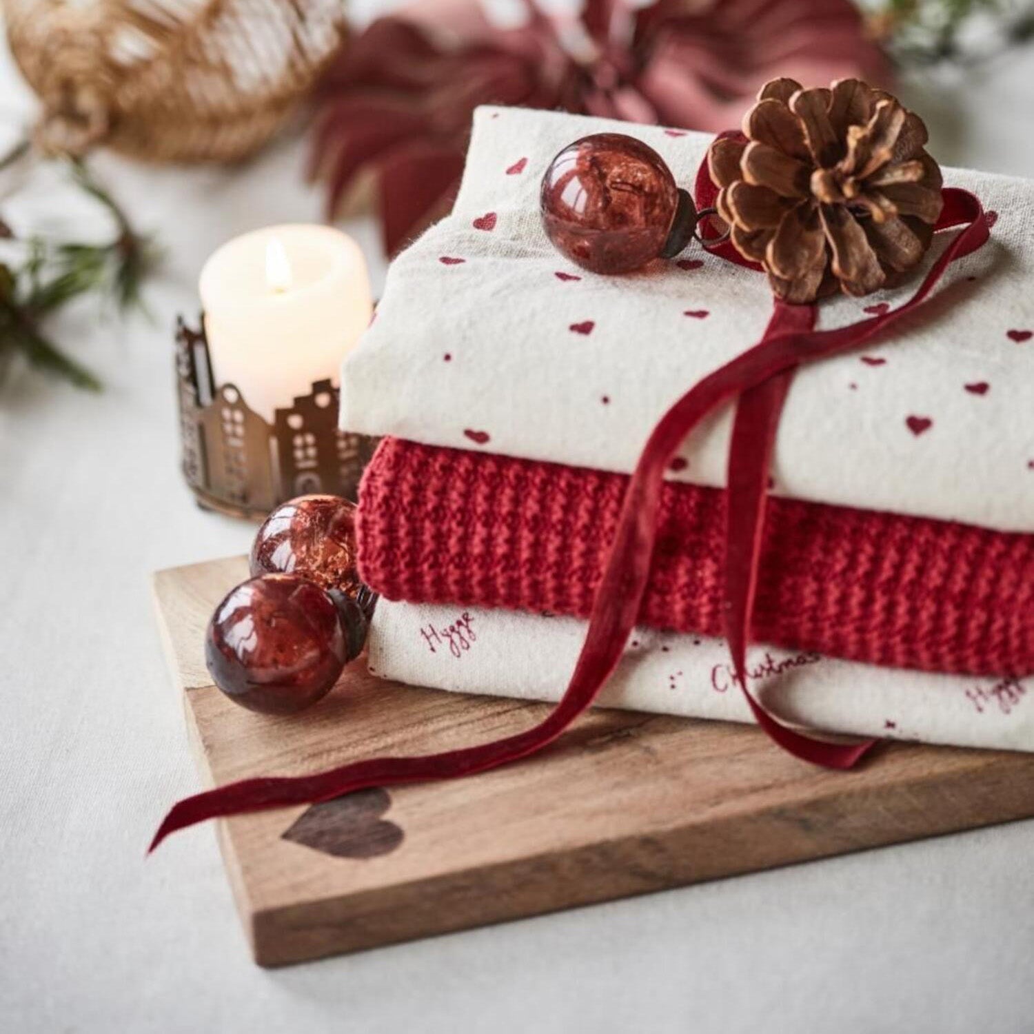 Handtuch gestrickt - 40x60 cm (Rot) Ib Laursen