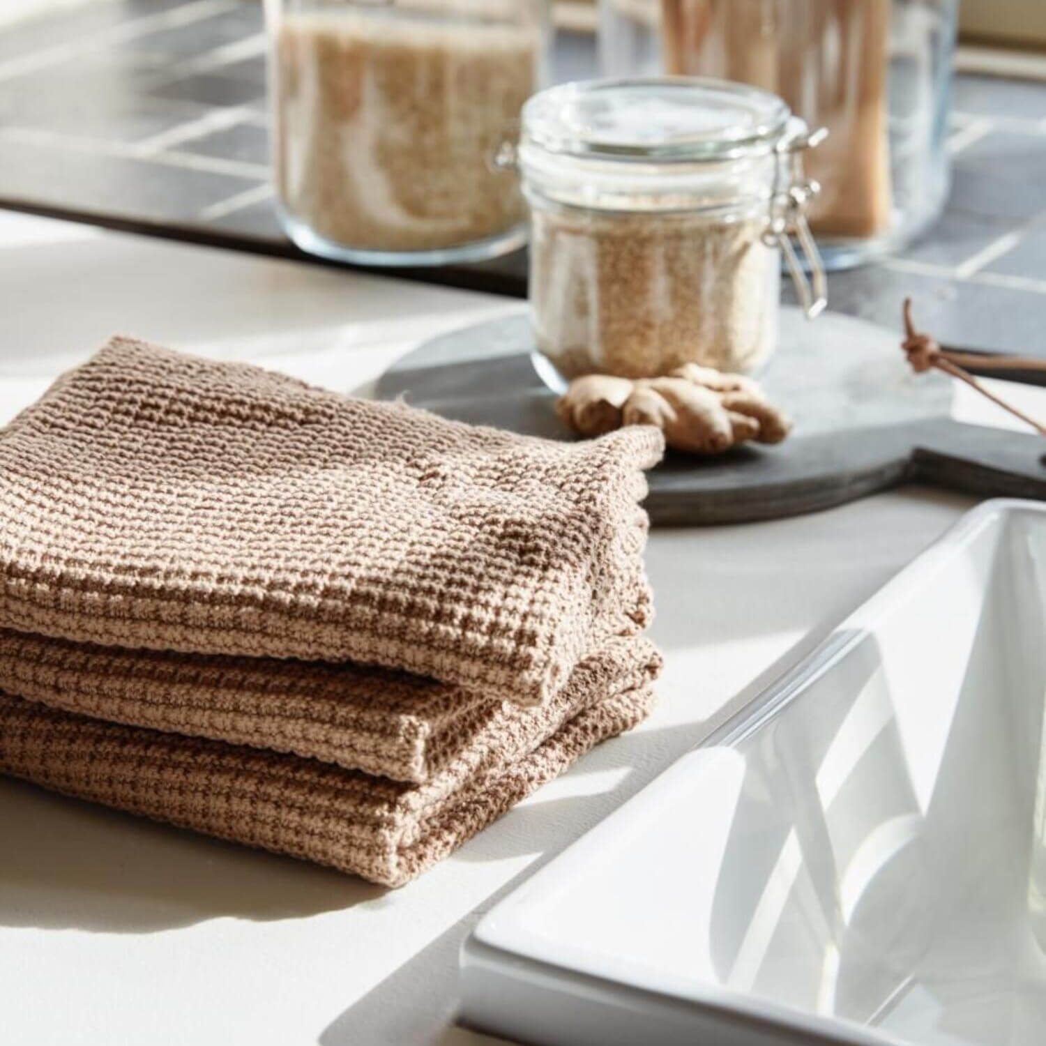 Gestricktes Handtuch - 60x40 cm (Braun) Ib Laursen