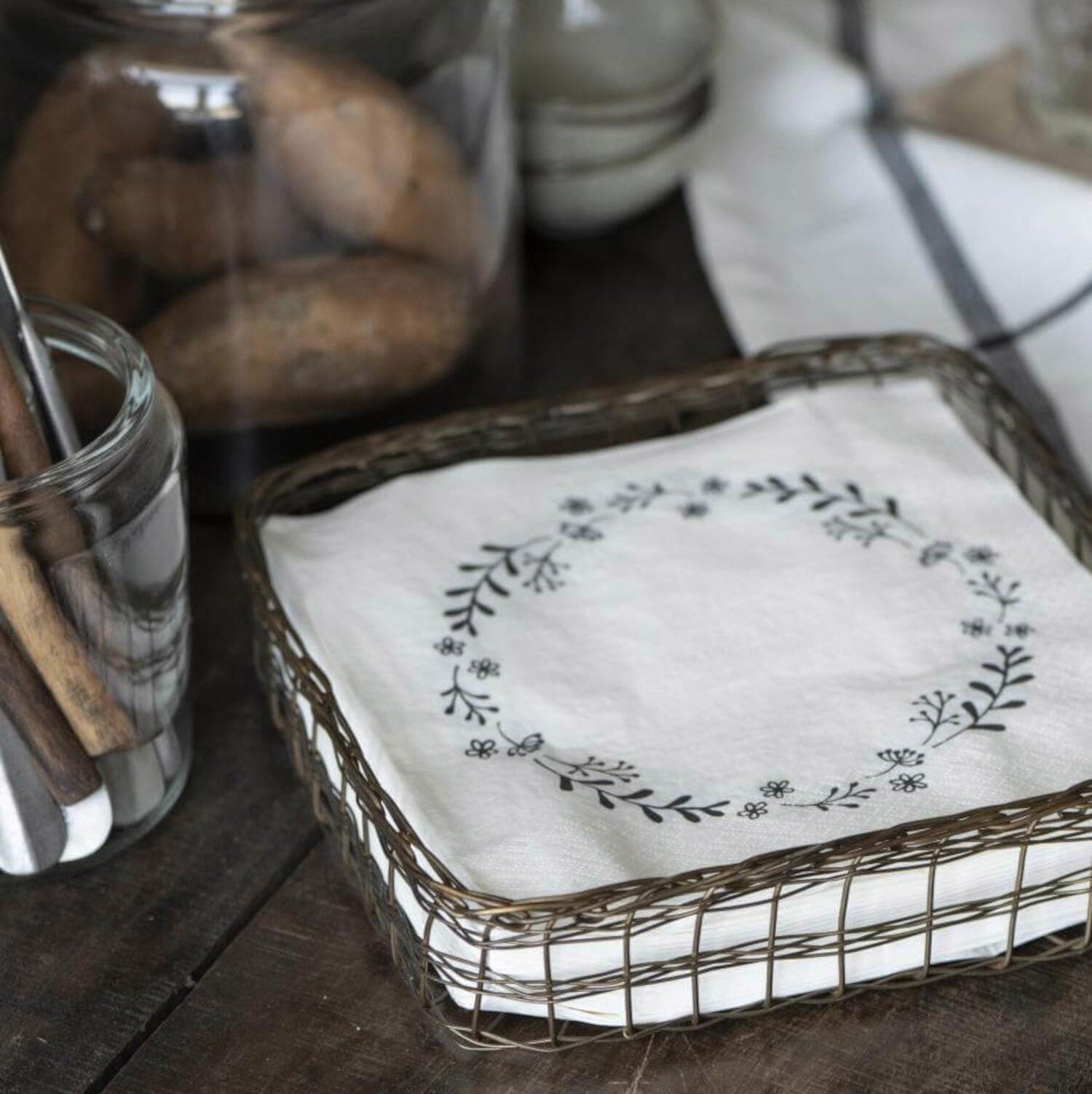 Papierservietten mit blauem Blumenkranz - 50 Stück (Blau) Ib Laursen