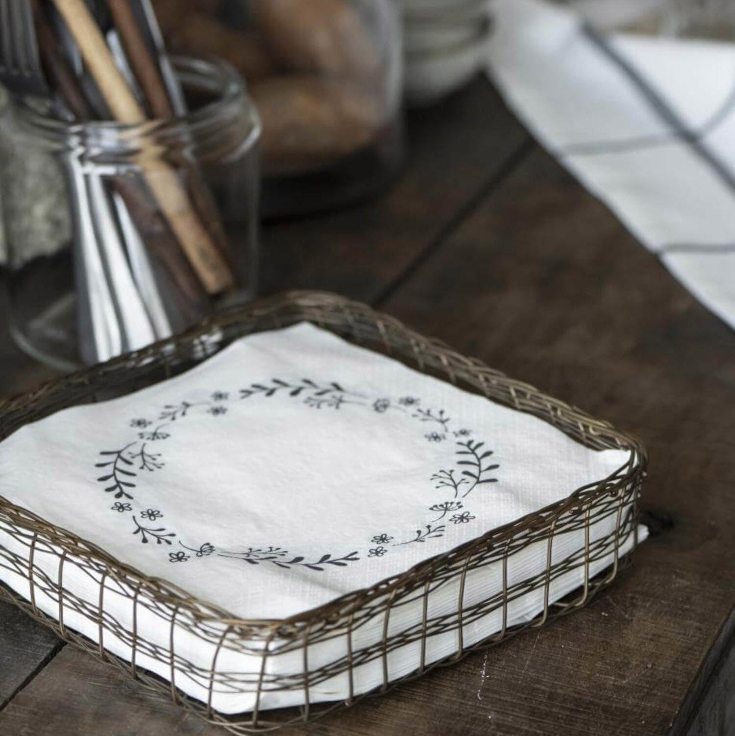 Papierservietten mit blauem Blumenkranz - 50 Stück (Blau) Ib Laursen