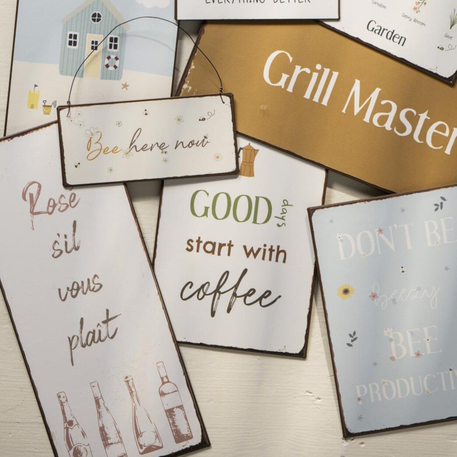 Metallschild "Rosé s'il vous plait" - 30,5x13 cm (Weiß/Braun) Ib Laursen