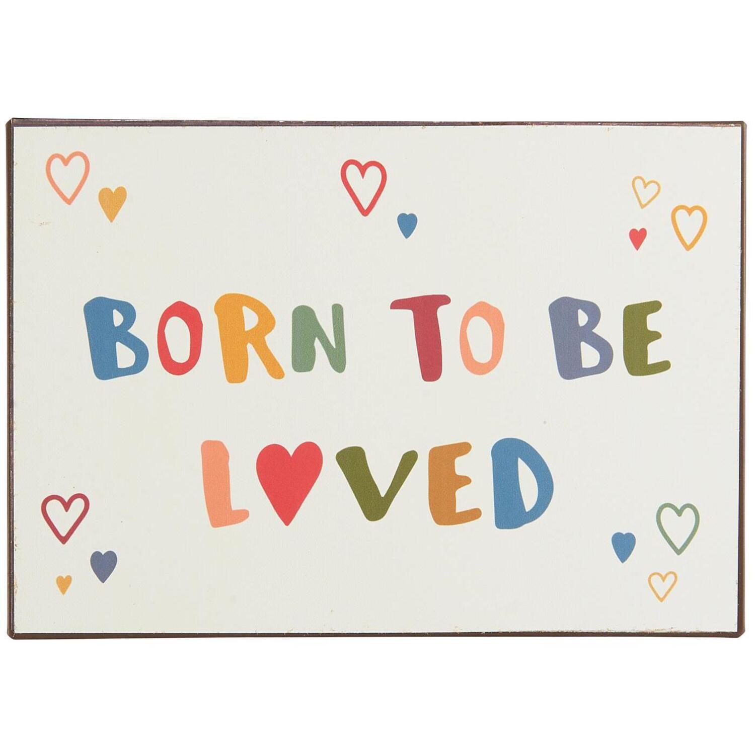 Metallschild "Born to be loved" - 20x14 cm (Bunt) Ib Laursen