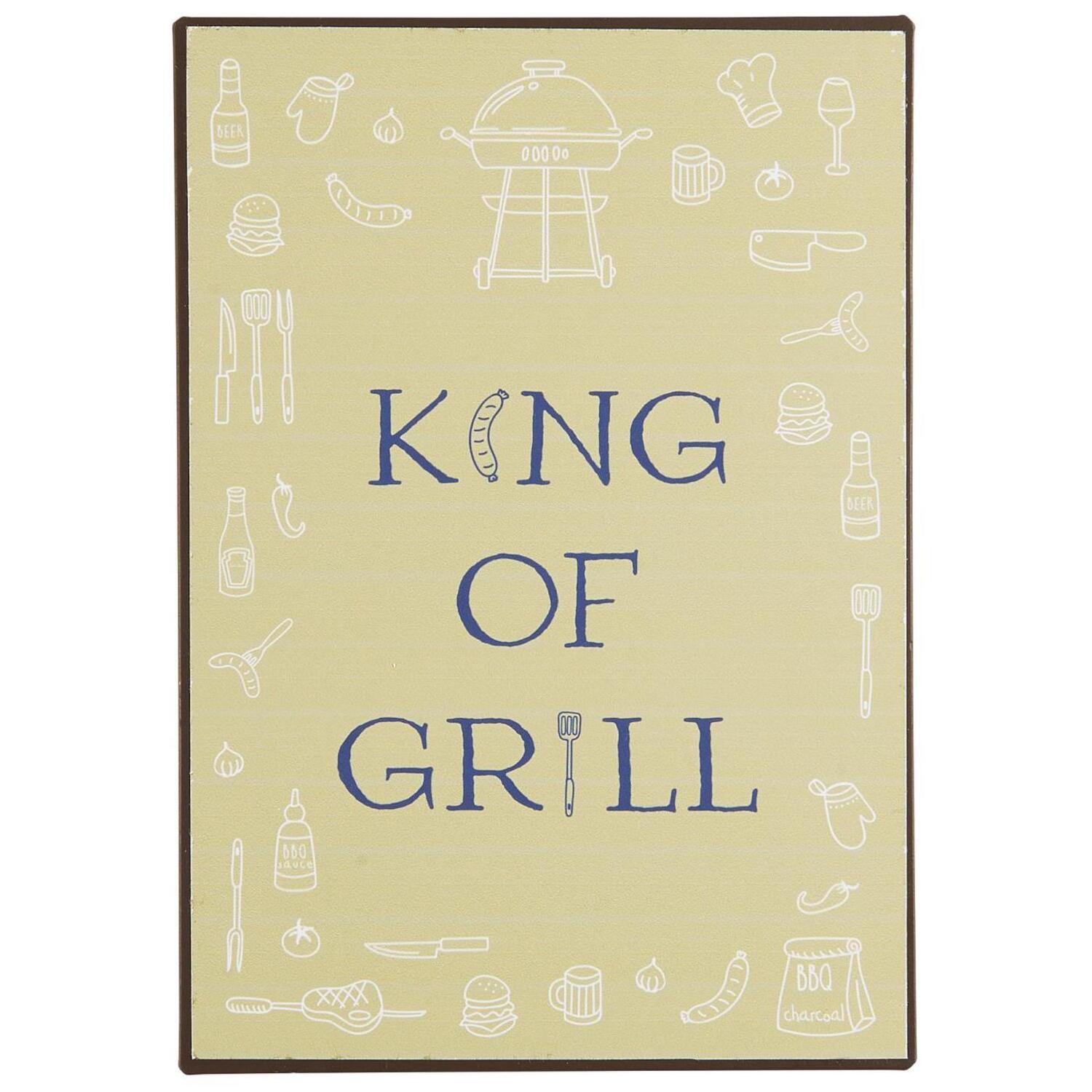 Metallschild "King of Grill" - 14x20 cm (Creme) Ib Laursen
