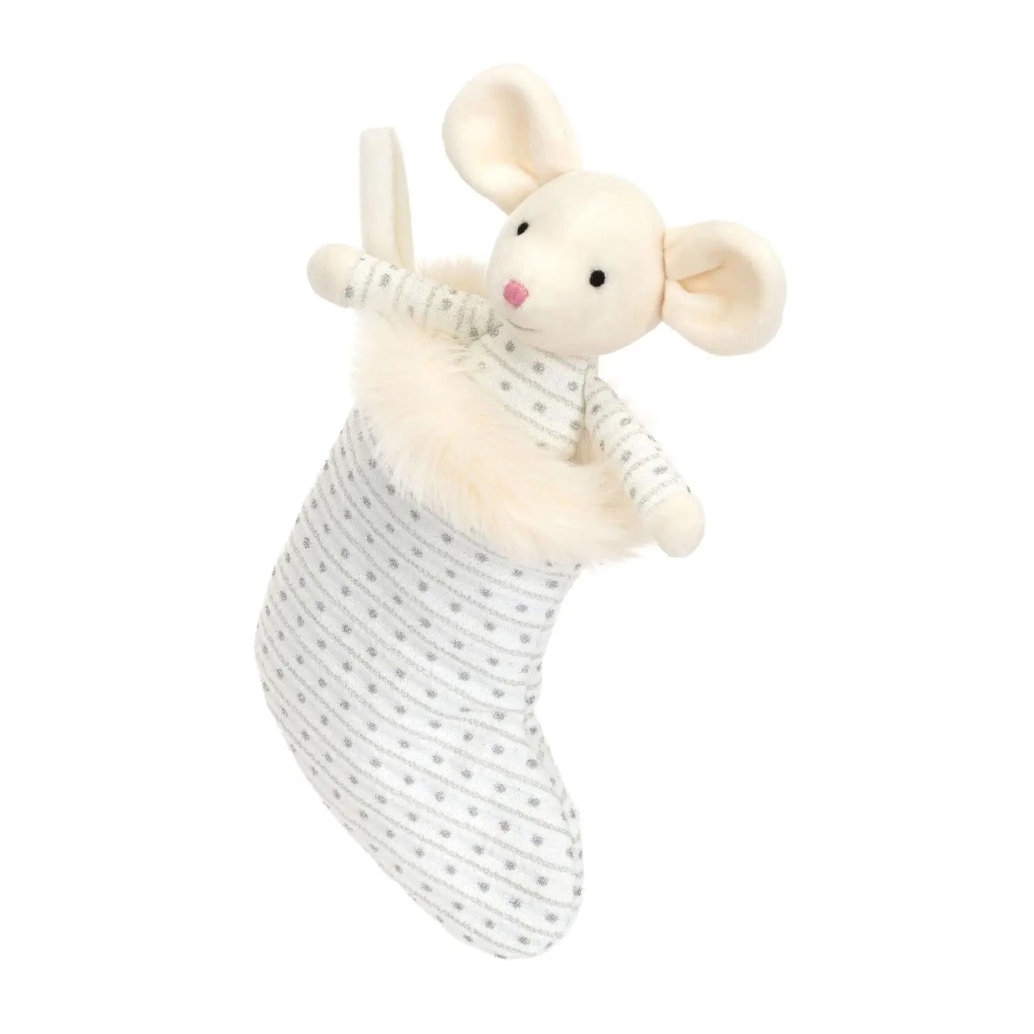 Kuscheltier Maus "Shimmer Stocking" - 20 cm (Beige/Silber) Jellycat