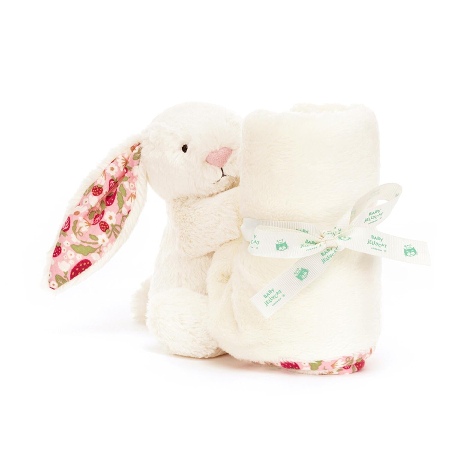 Kuscheldecke Hase "Blossom Berry" - 34x34 cm (Creme) Jellycat
