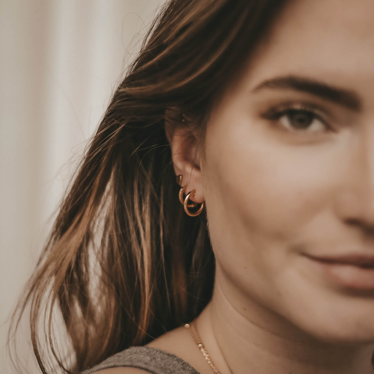 Creole "Lara" - 1,1 cm (Gold) Eulenschnitt