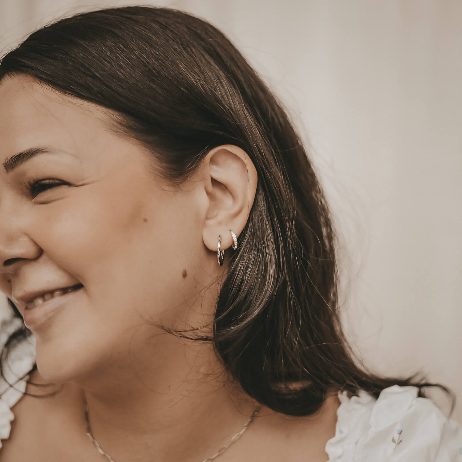 Creole "Lara" - 1,1 cm (Silber) Eulenschnitt