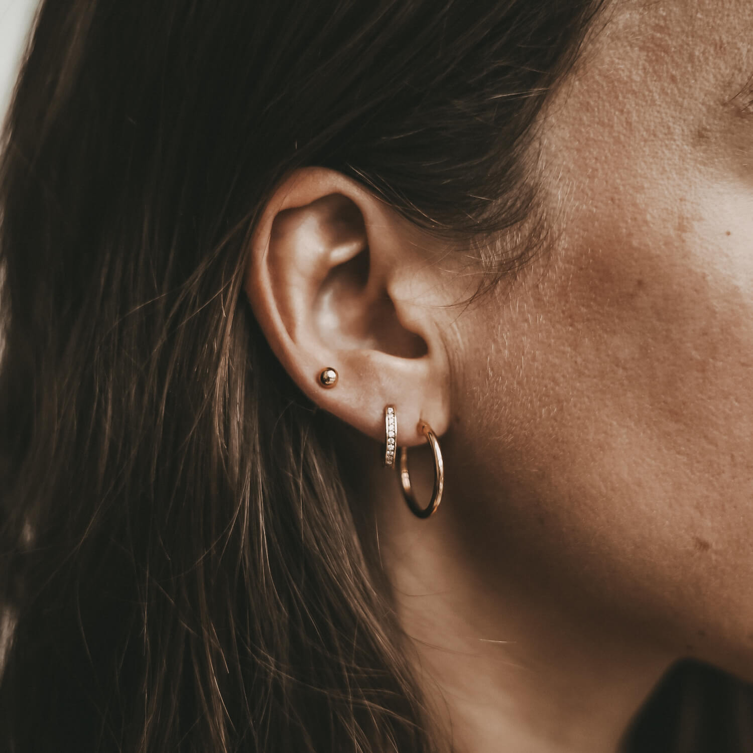 Ohrstecker "Marie" mit Kugel (Gold) Eulenschnitt