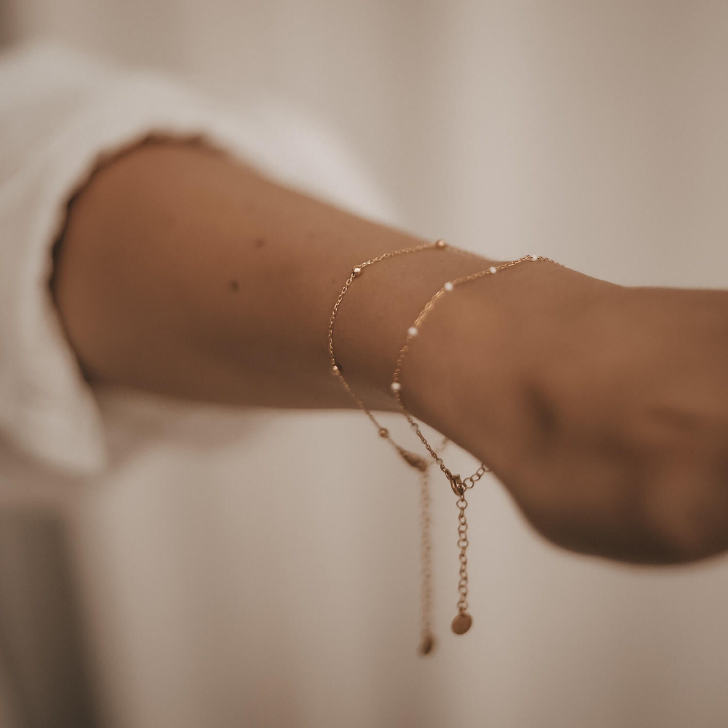 Armband "Marie" mit Kugeln - 16,5-22 cm (Gold) Eulenschnitt