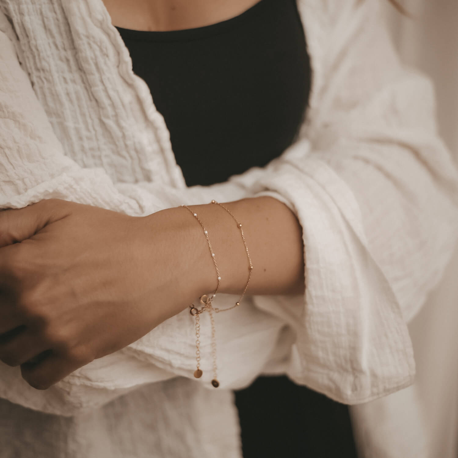 Armband "Marie" mit Kugeln - 16,5-22 cm (Gold) Eulenschnitt