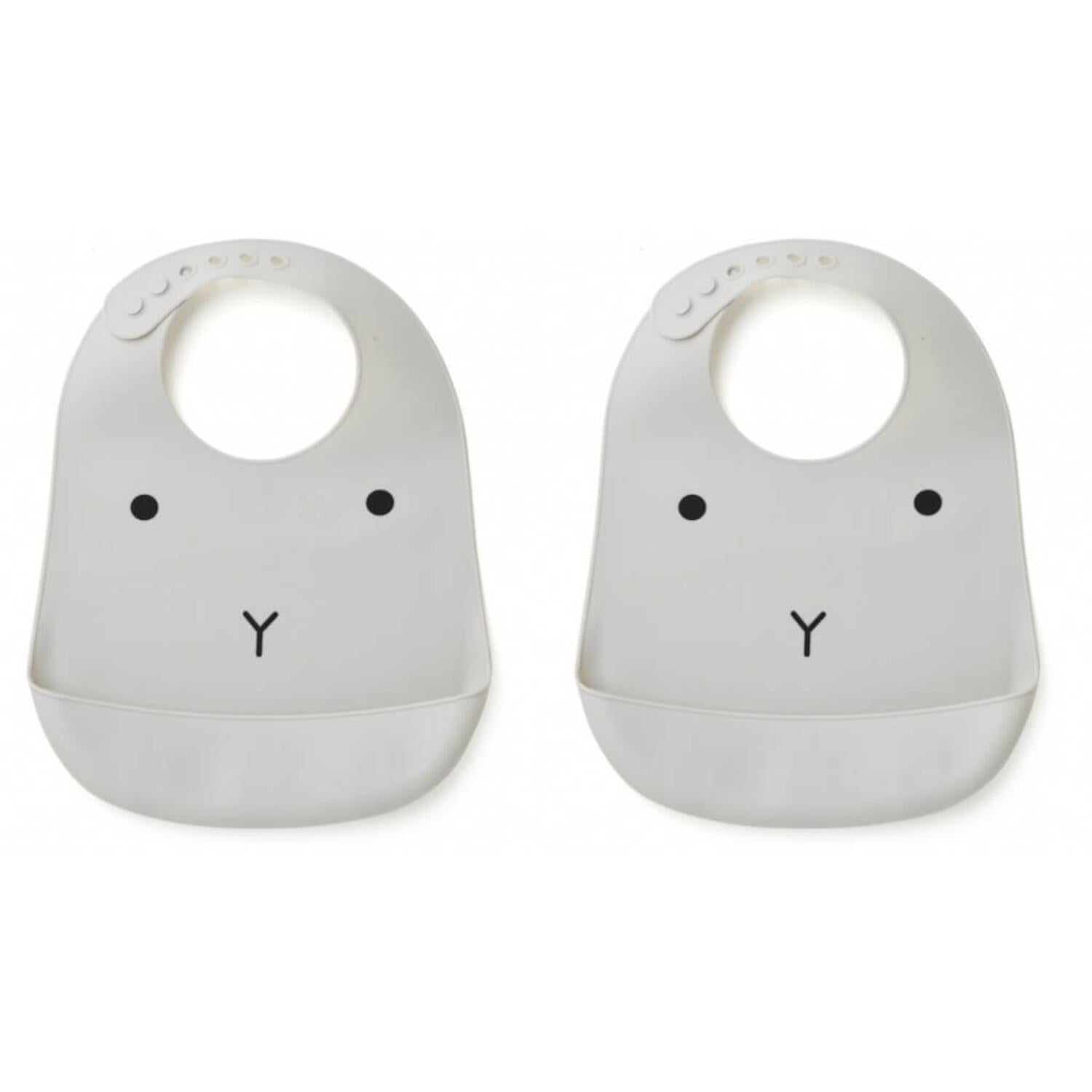 Silikon-Lätzchen "Tilda Hase" (Dumbo Grey) im 2er-Set Liewood