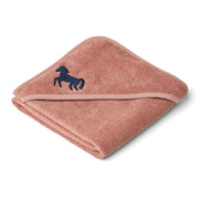 Baby-Kapuzenhandtuch "Batu - Horses" - 70x70 cm (Dark Rosetta) Liewood