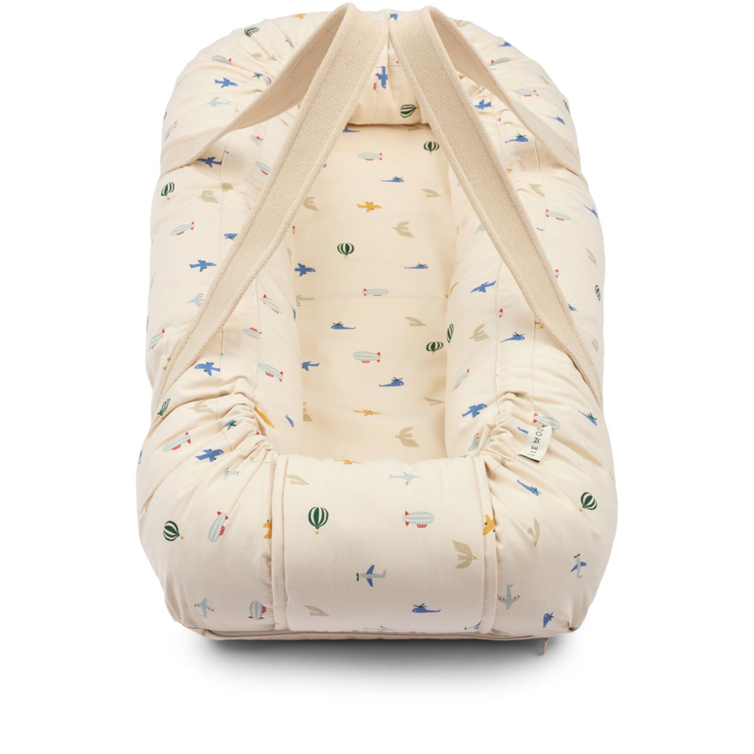 Babynest tragbar "Gro Printed - Flieger" - 76x32 cm (Ecru) Liewood