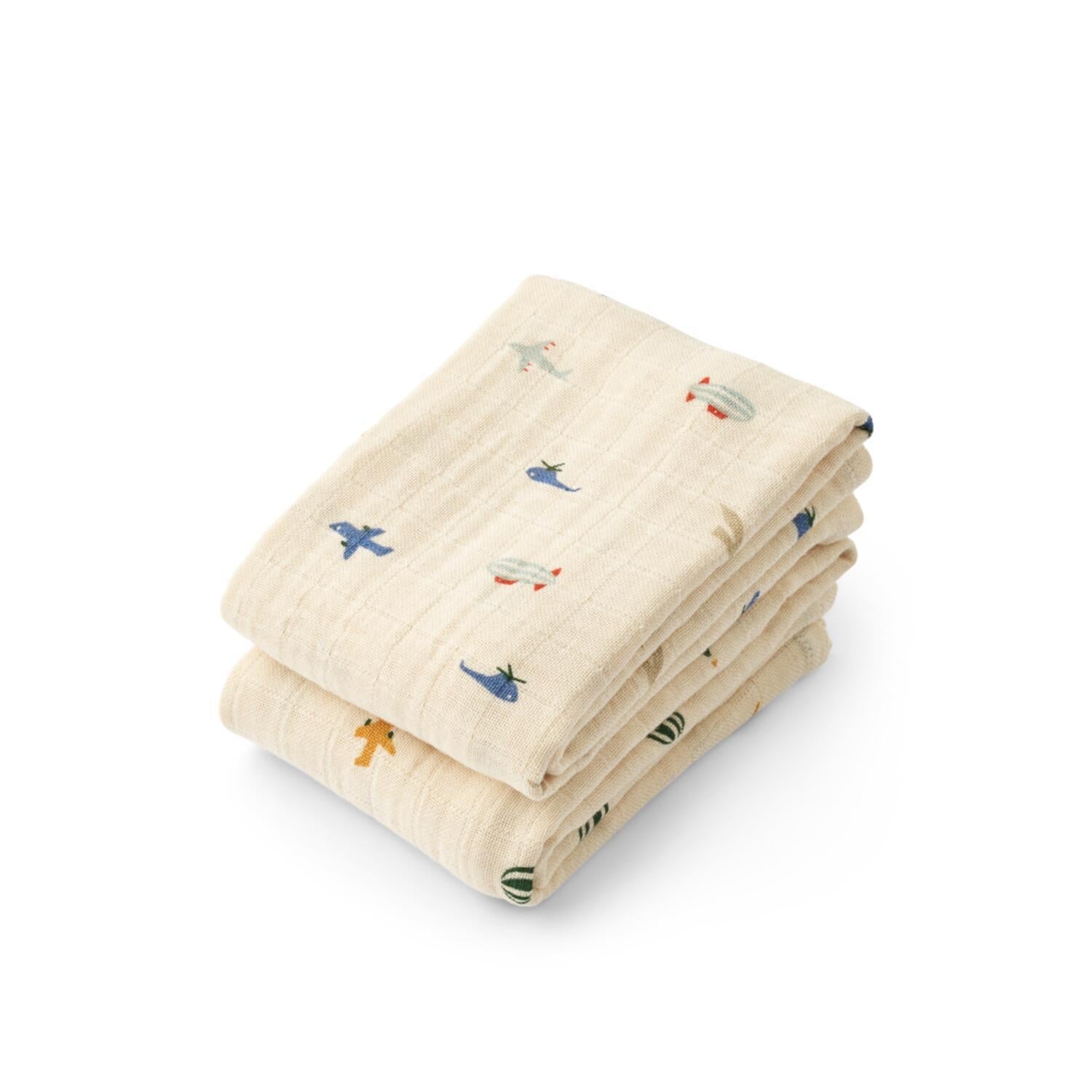 Spucktücher im 2er-Set "Lewis" (Aviator/Ecru) Liewood
