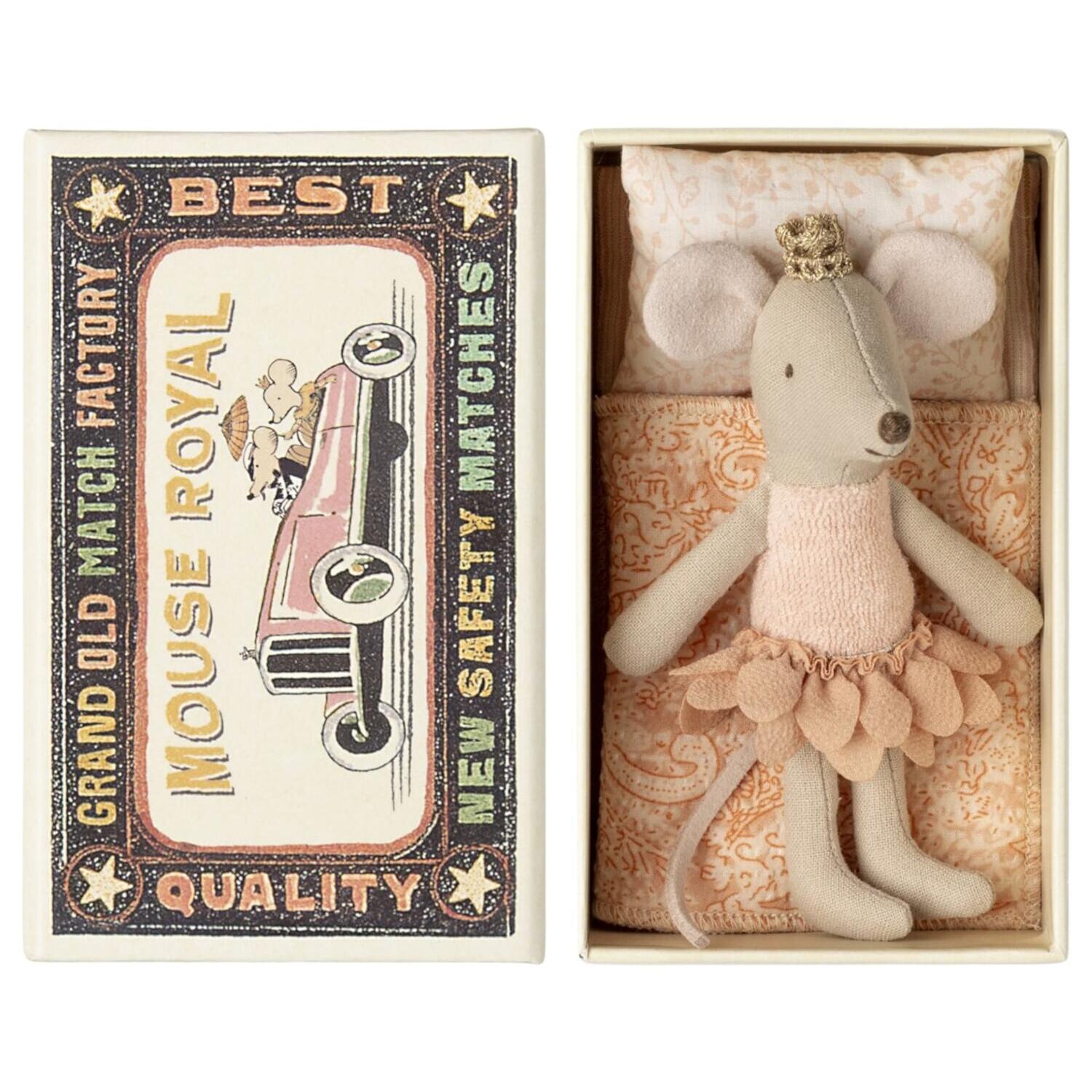 Maus in Streichholzschachtel "Prinzessin" - Kleine Schwester (Rosa) Maileg