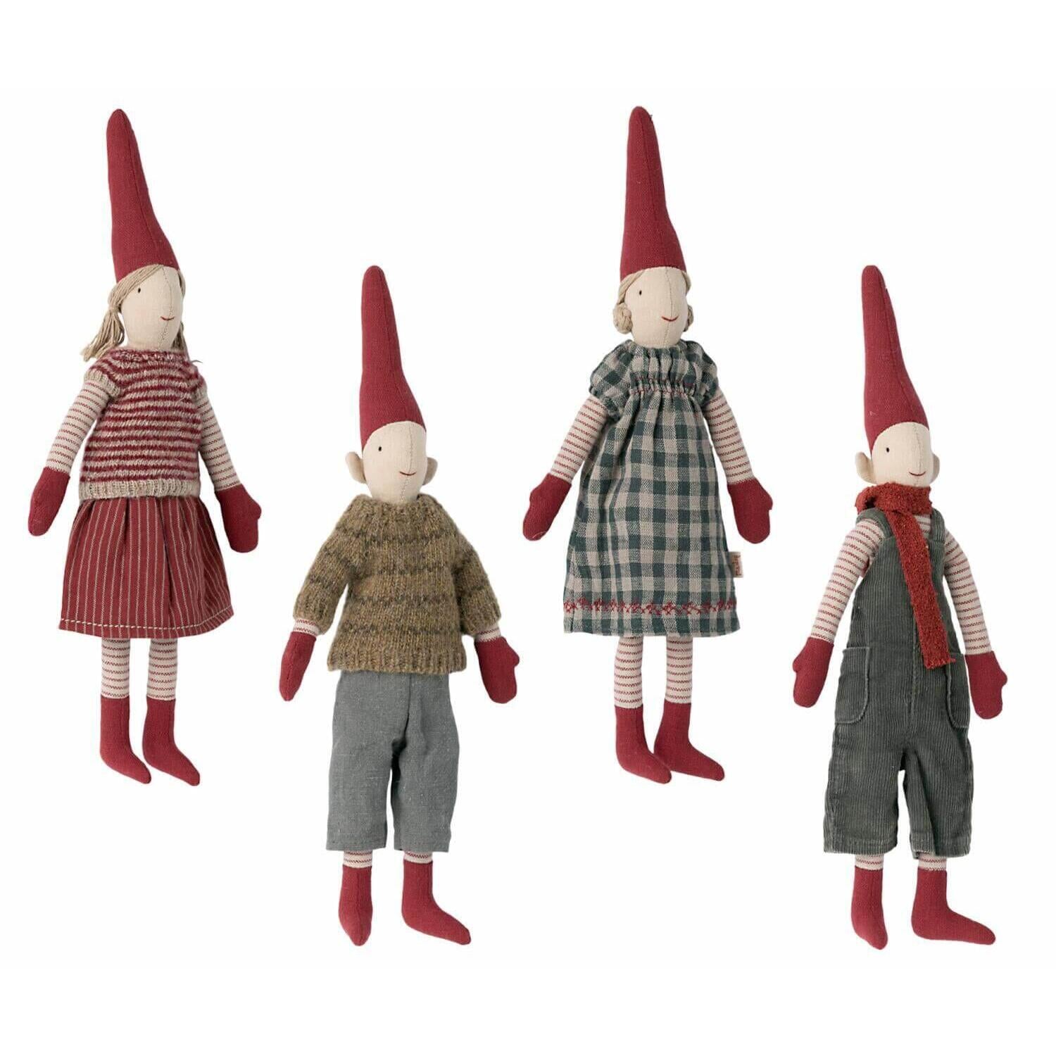 Maileg Weihnachtswichtel "Pixie Girl & Boy" - Mini (Grünes Kleid/Latzhose)