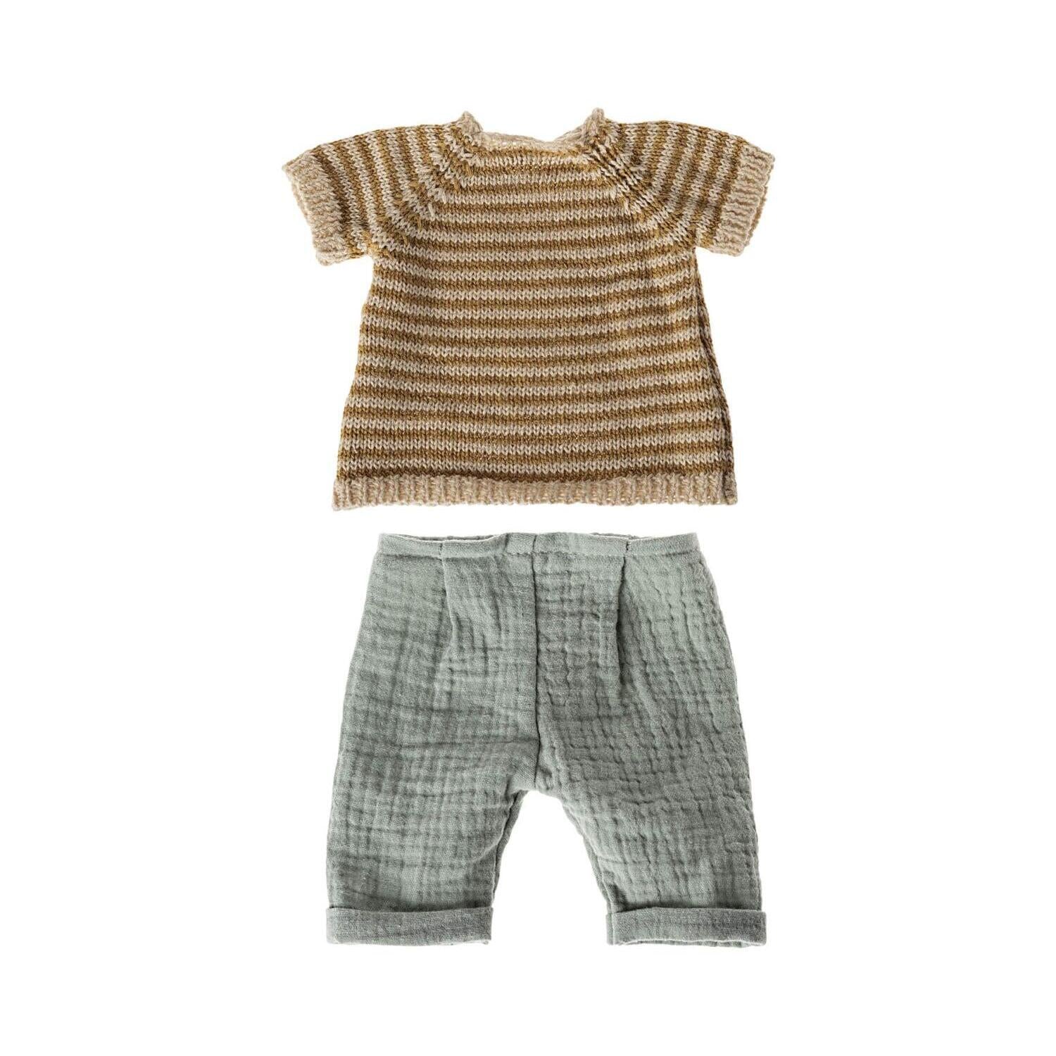 Hase mit Hose und Strickpullover - Größe 3 (Beige/Blau) Maileg