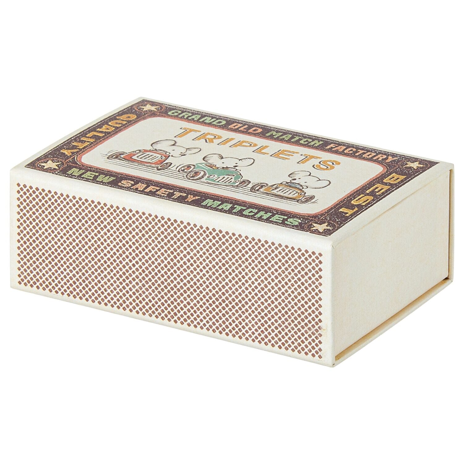 Babymäuse "Drillinge" in der Streichholzschachtel (Rosa/Gelb/Blau) Maileg