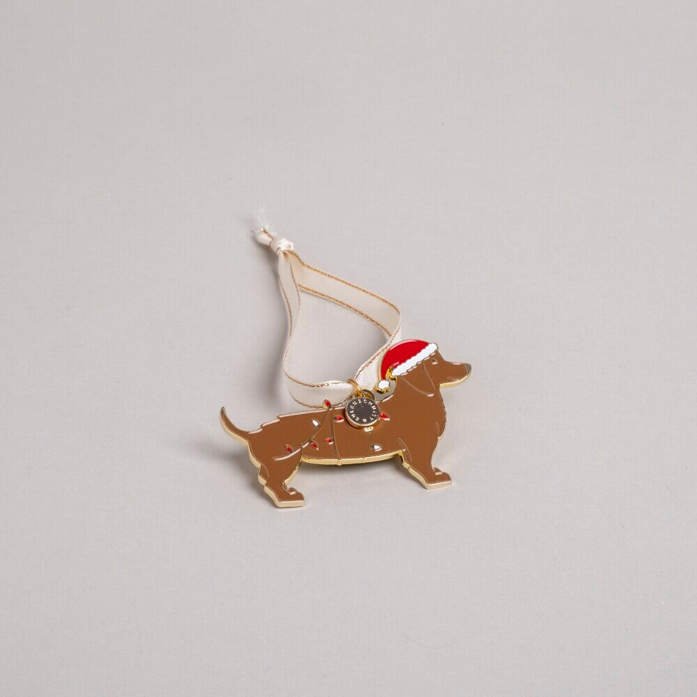 Baumschmuck "Weihnachtsdackel" - 8x5,2 cm (Braun)
