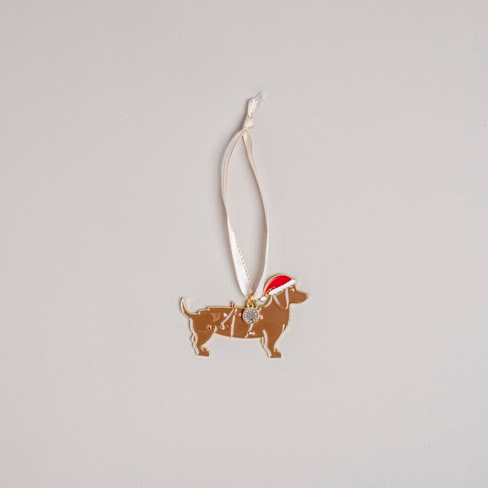 Baumschmuck "Weihnachtsdackel" - 8x5,2 cm (Braun)
