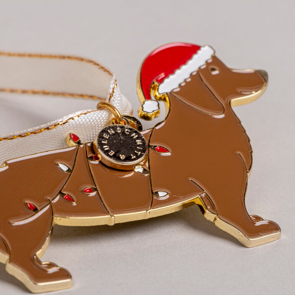 Baumschmuck "Weihnachtsdackel" - 8x5,2 cm (Braun)