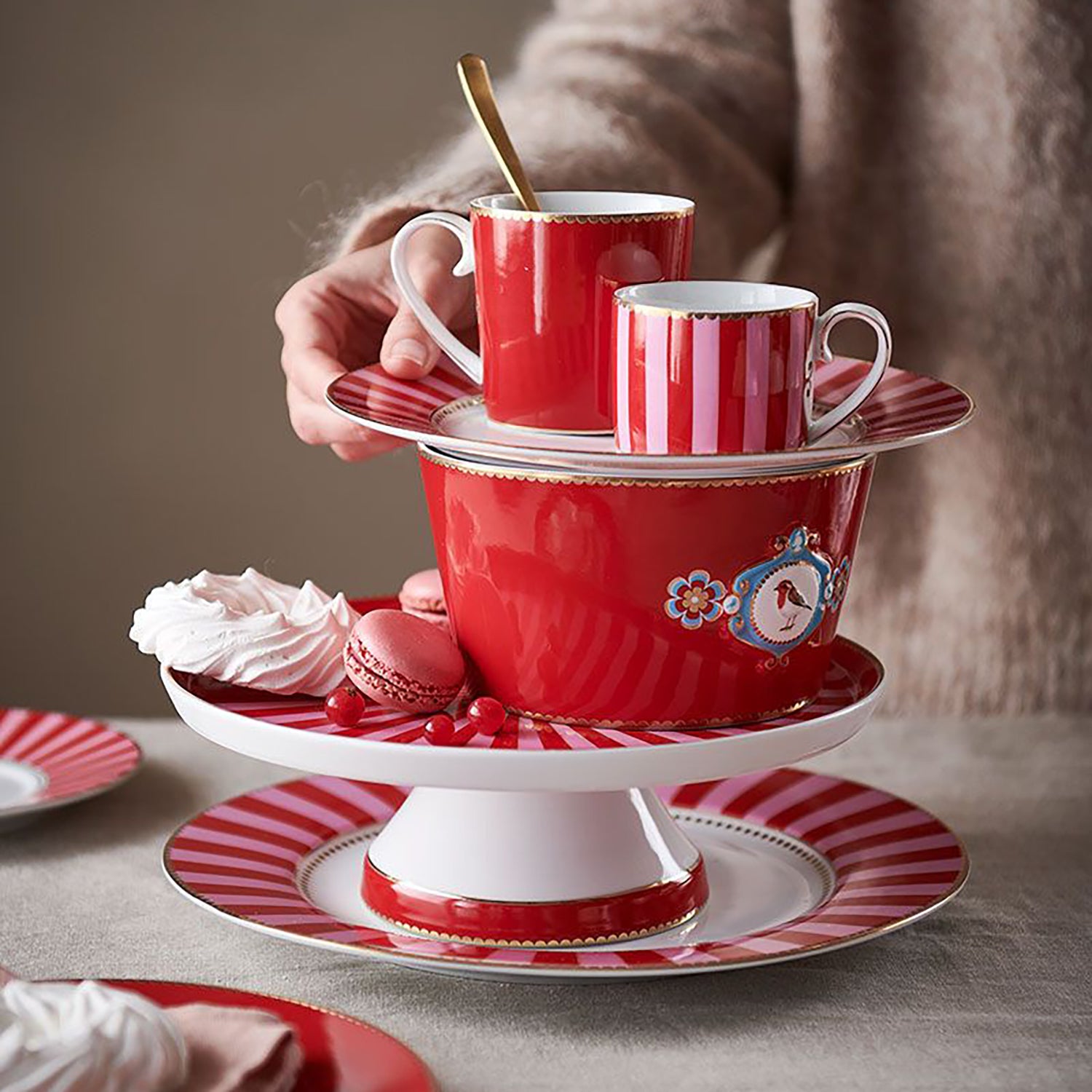 Mini Kuchenplatte "Love Birds" - 24 cm (Rot/Pink)