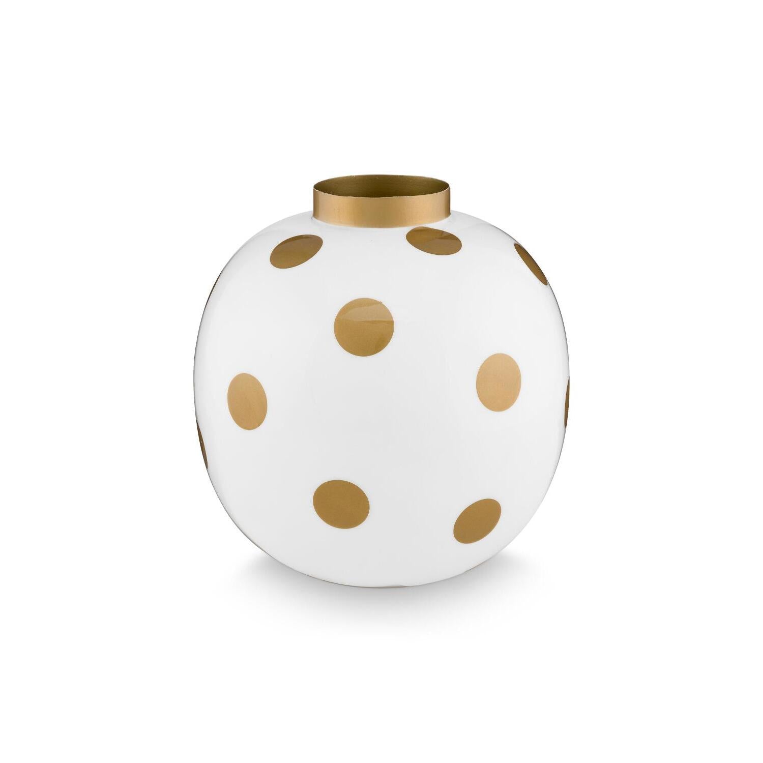 Vase "Dots" - 23 cm (Weiß/Gold)