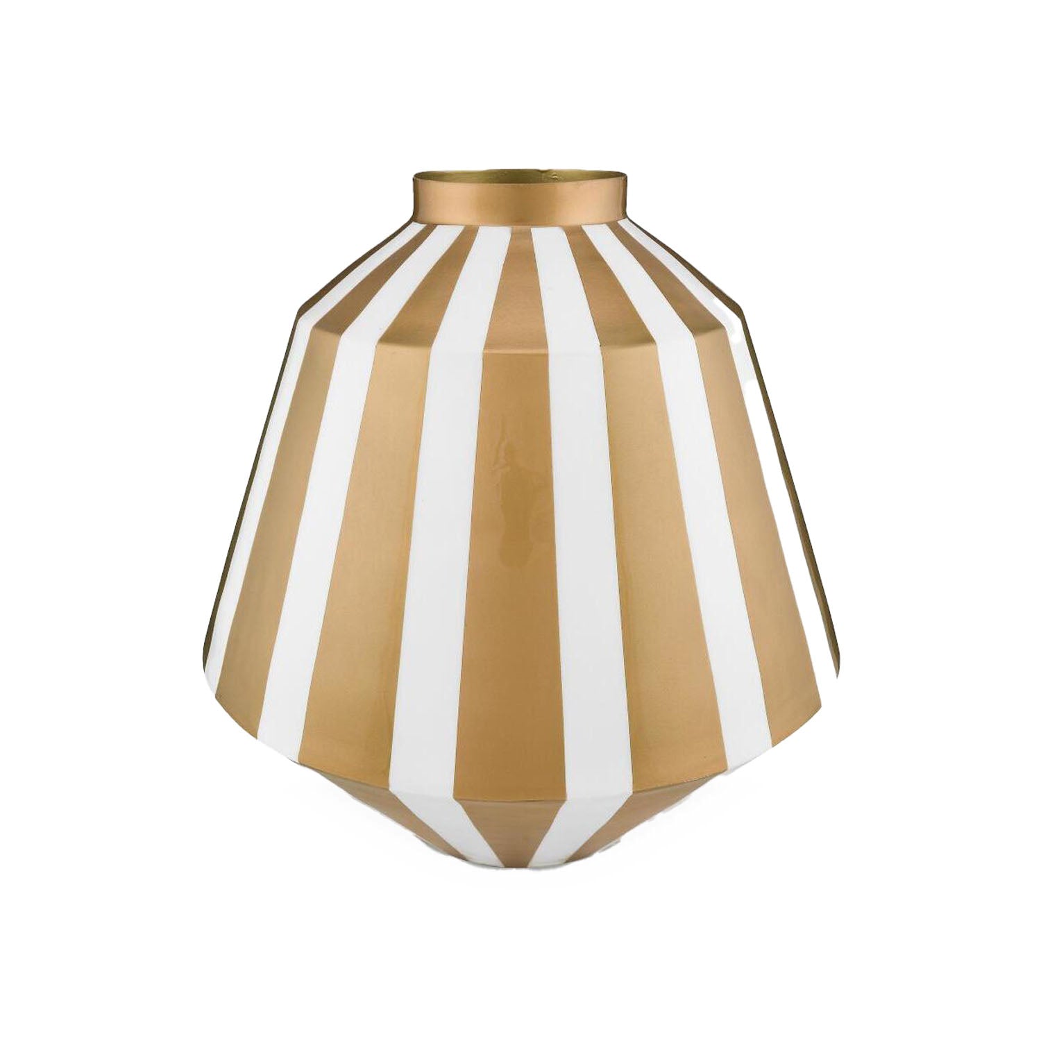 Vase "Stripes"- 35 cm (Weiß/Gold)