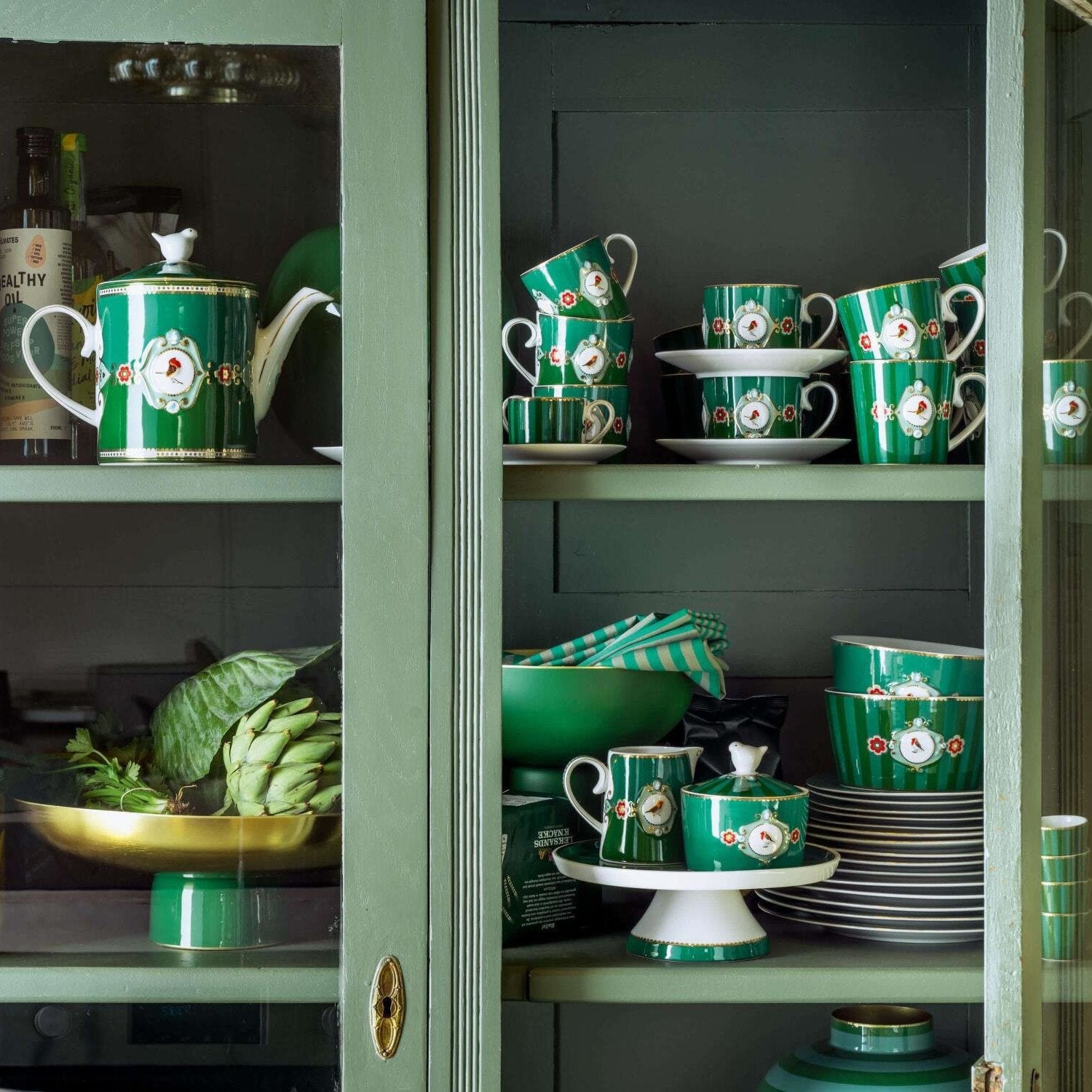 Tasse "Love Birds Medallion Stripes" - 250 ml (Emerald-Green)