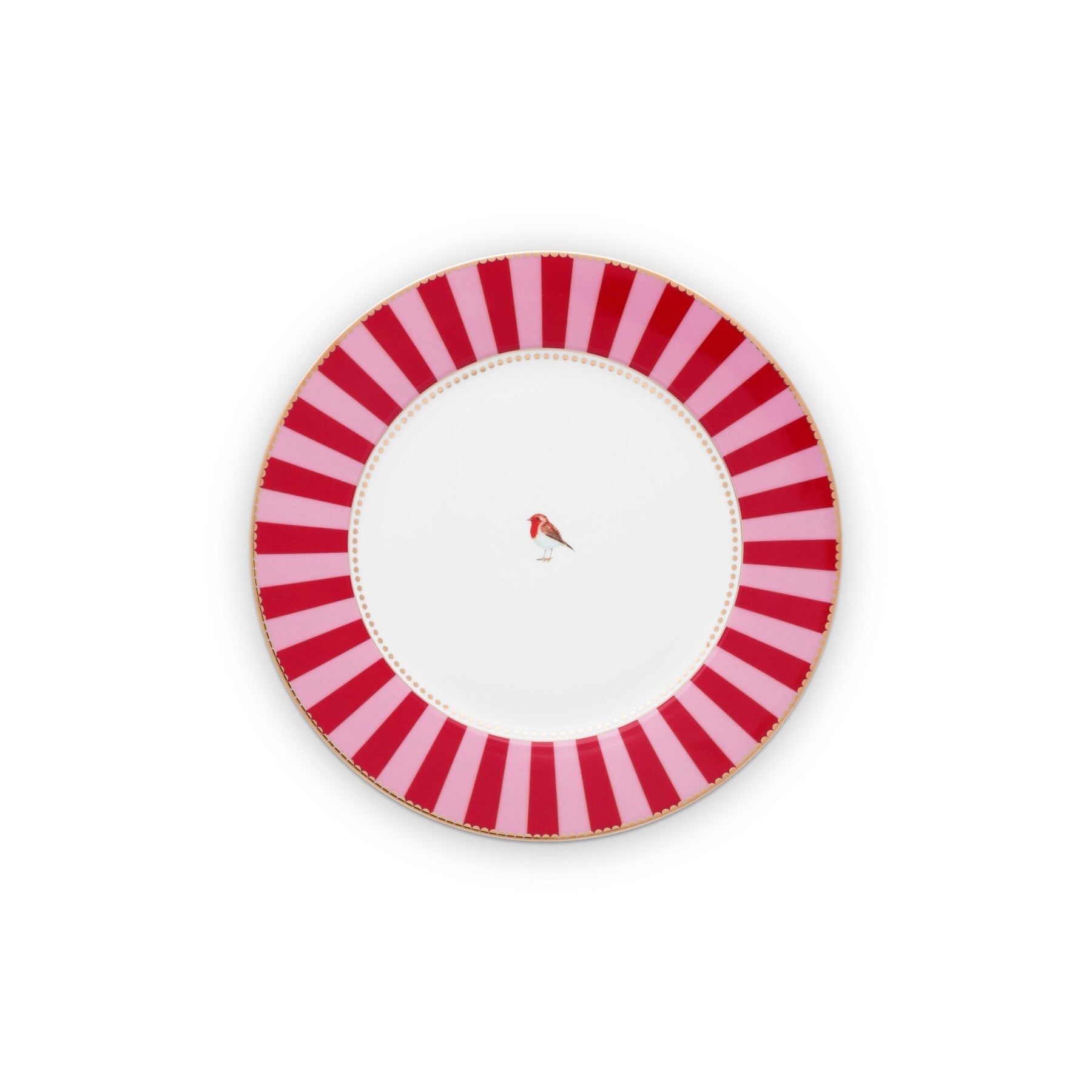 Essteller "Love Birds" - 26,5 cm (Rot/Pink - Gestreift)