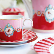 Kleine Tasse "Love Birds - Medallion" - 150 ml (Rot/Pink)