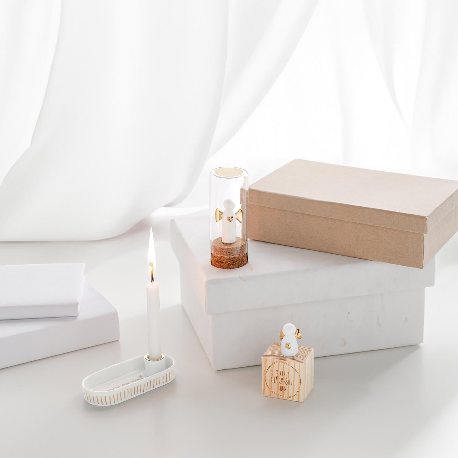 Glückskästchen "Kleiner Glücksbote" - 3,7 cm (Natur/Weiß) räder Design