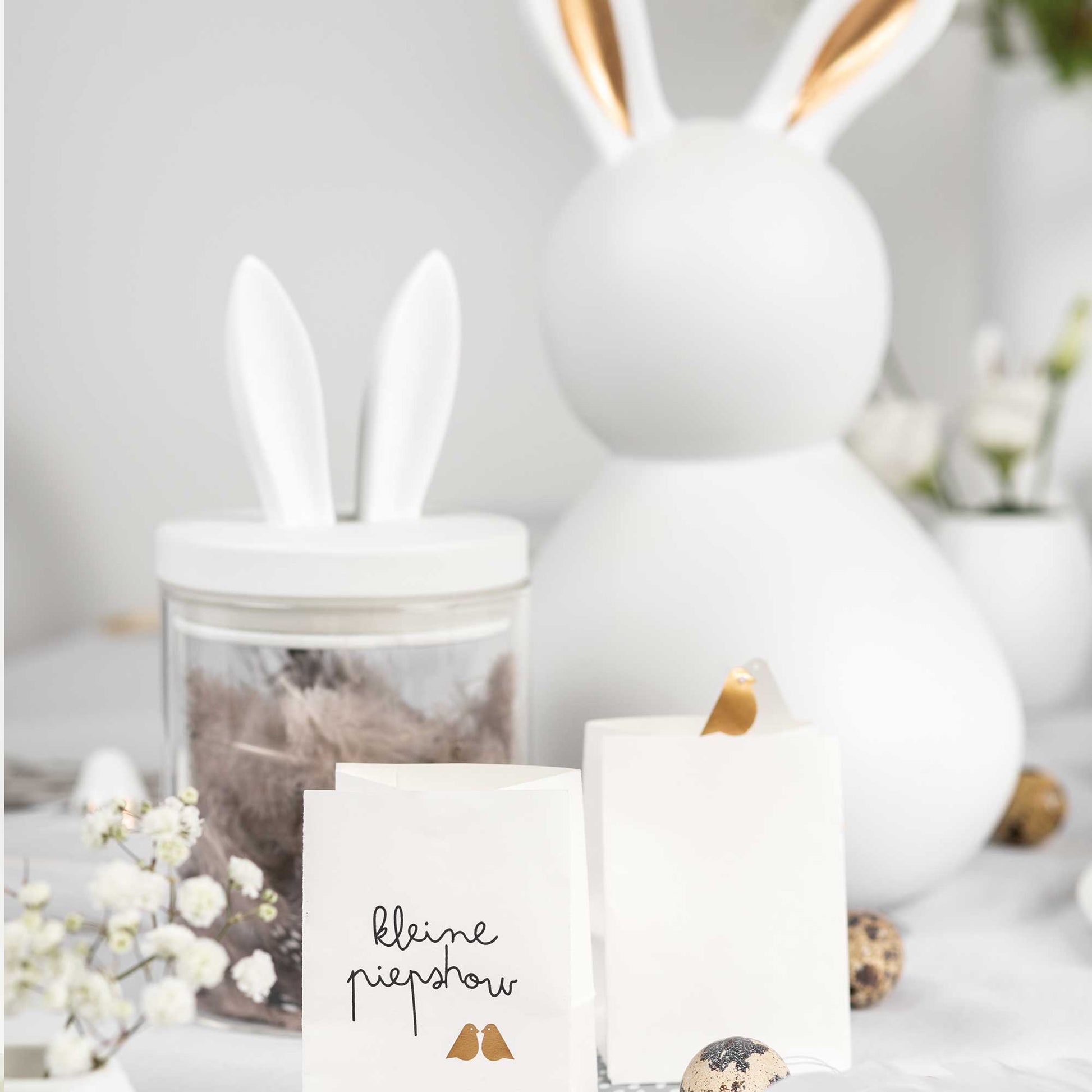 Porzellanfigur Hasen im 2er-Set "OSTERN - Damen" - Klein (Gold) räder Design