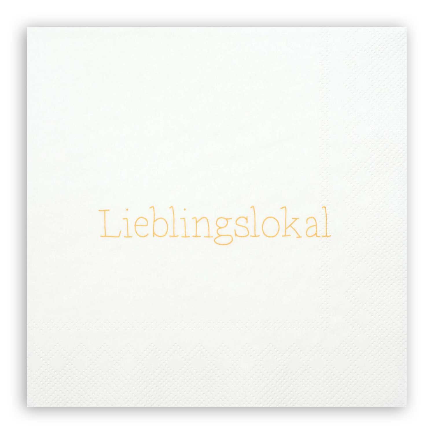 Serviette "DINING -Lieblingslokal" - 33x33cm (Weiß/Gold) räder Design